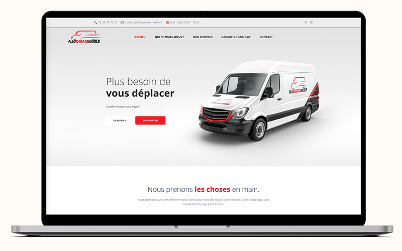Exemple de création de site internet pour Allo Garage Mobile, entreprise de réparation automobile à domicile