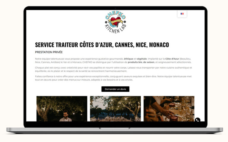 Exemple de création de site internet pour Chefko, traiteur sur le Côte d'Azur
