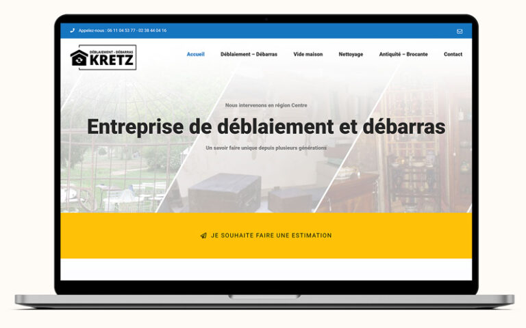 Exemple de création de site internet pour Pascal Kretz, entreprise de déblaiement et débarras à Orléans