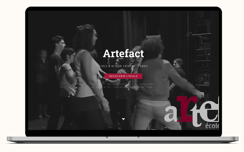 Exemple de création de site internet pour Ecole Artefact, école de théâtre à Paris