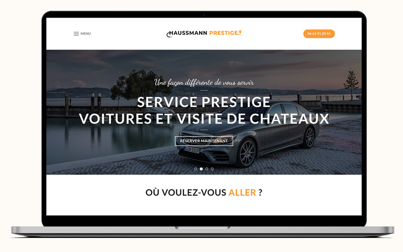 Exemple de création de site internet pour Haussmann Prestige, entreprise de VTC à Orléans et Paris