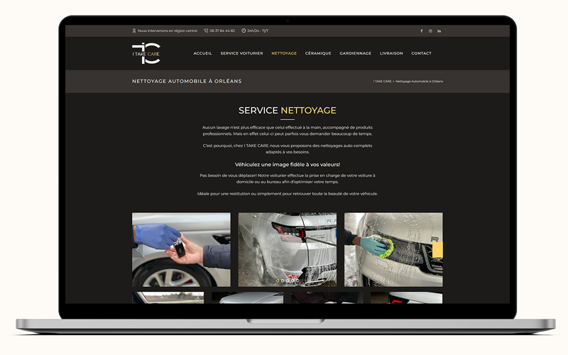Exemple de création de site internet pour I TAKE CARE, entreprise de conciergerie automobile à Orléans