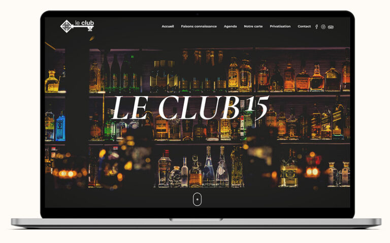 Exemple de création de site internet pour Le Club 15, bar à Orléans
