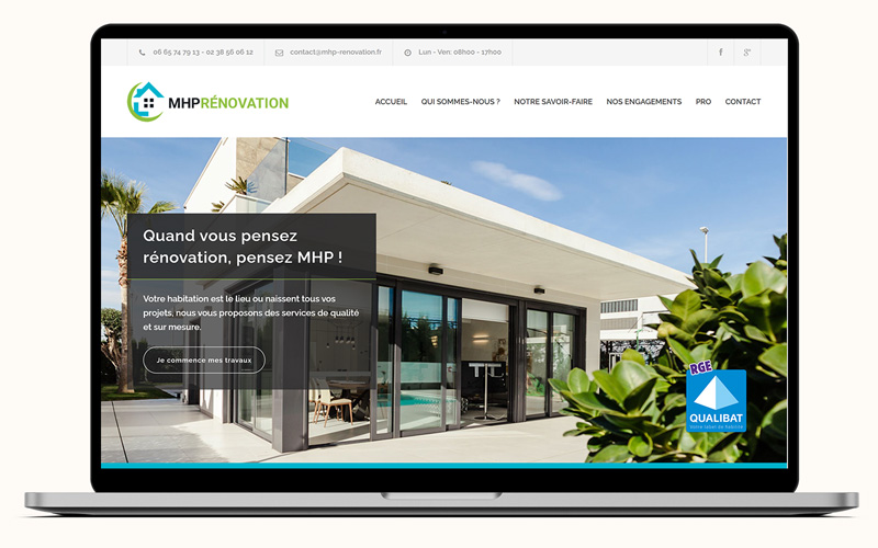 Exemple de création de site internet pour MHP Rénovation, entreprise de rénovation à Orléans