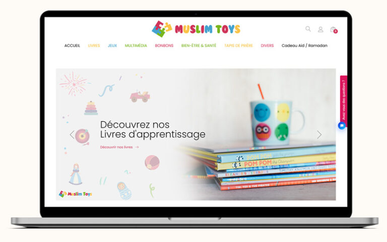Exemple de création de site internet pour Muslim Toys, boutique e-commerce de produit et livre musulman