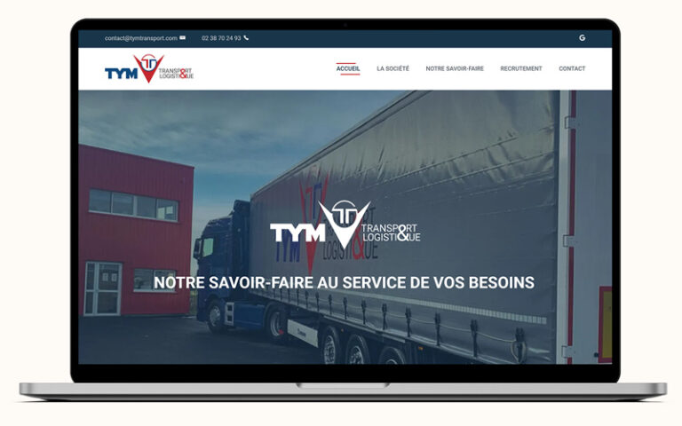 Exemple de création de site internet pour TYM Transport, entreprise de transport à Orléans