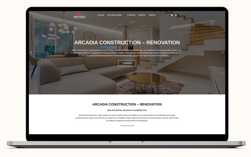 Exemple de création de site internet pour Arcadia Construction Rénovation, entreprise de Construction Rénovation à Orléans