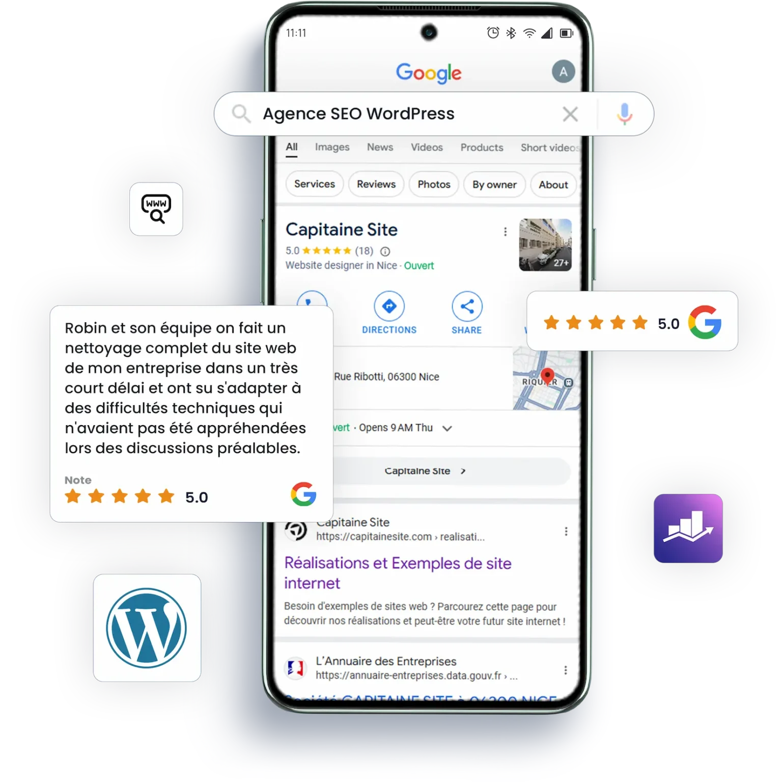 Agence SEO WordPress optimisant un site pour Google
