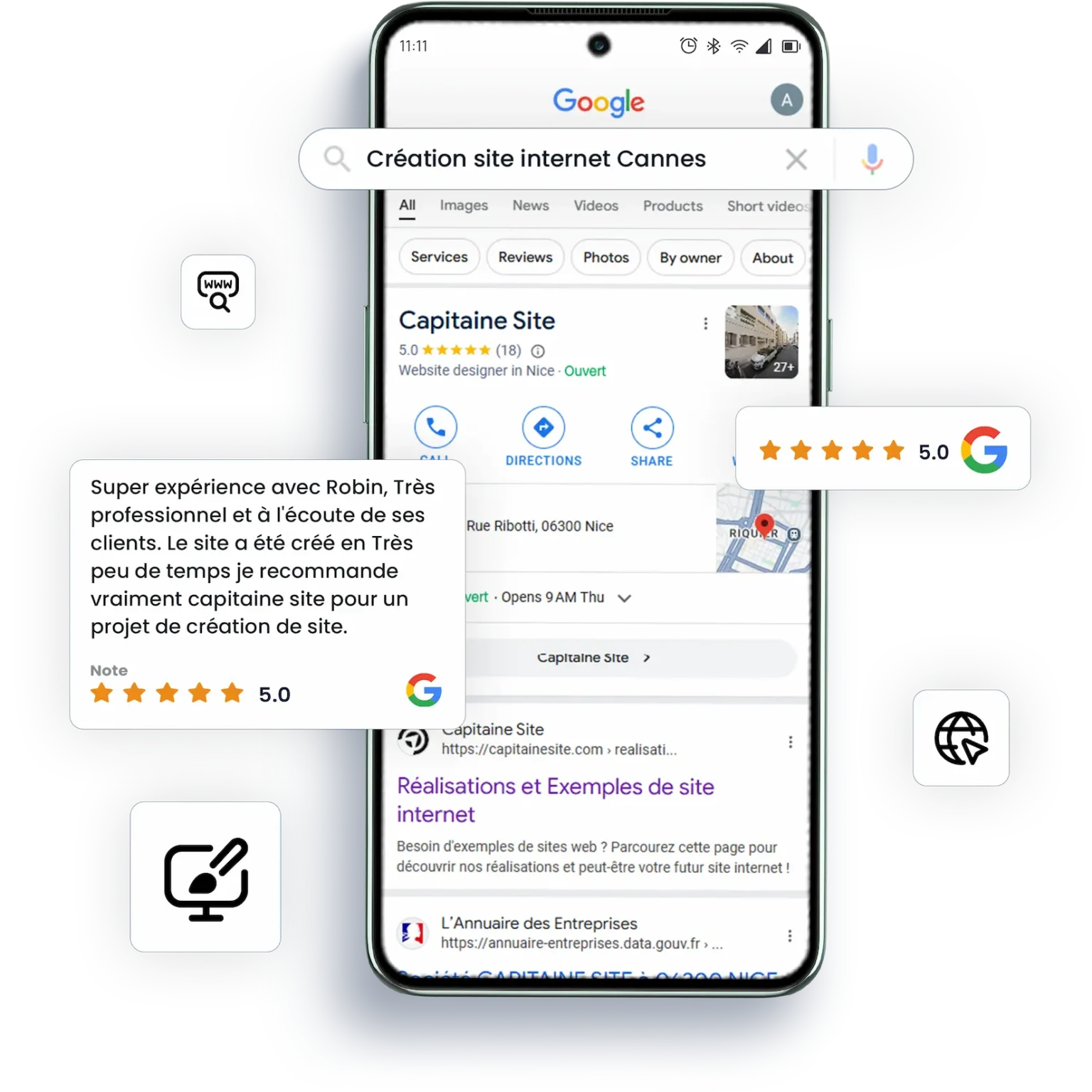 Création site vitrine Cannes avec design responsive